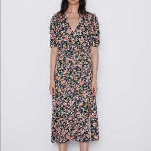 Zara midi floral dress with slit